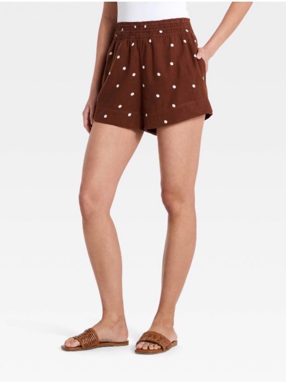 NWT Linen Brown Polka Dot Women’s Shorts